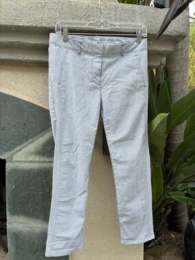 GAP White and Grey Pinstripe Straight-Leg Pants